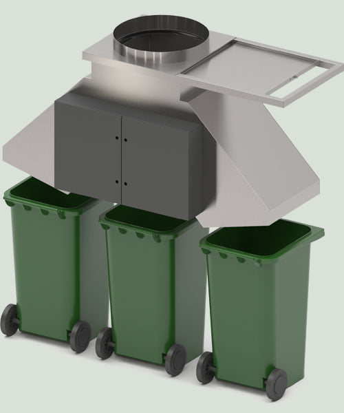 Downwaste Trisorter of Recycling Chutes