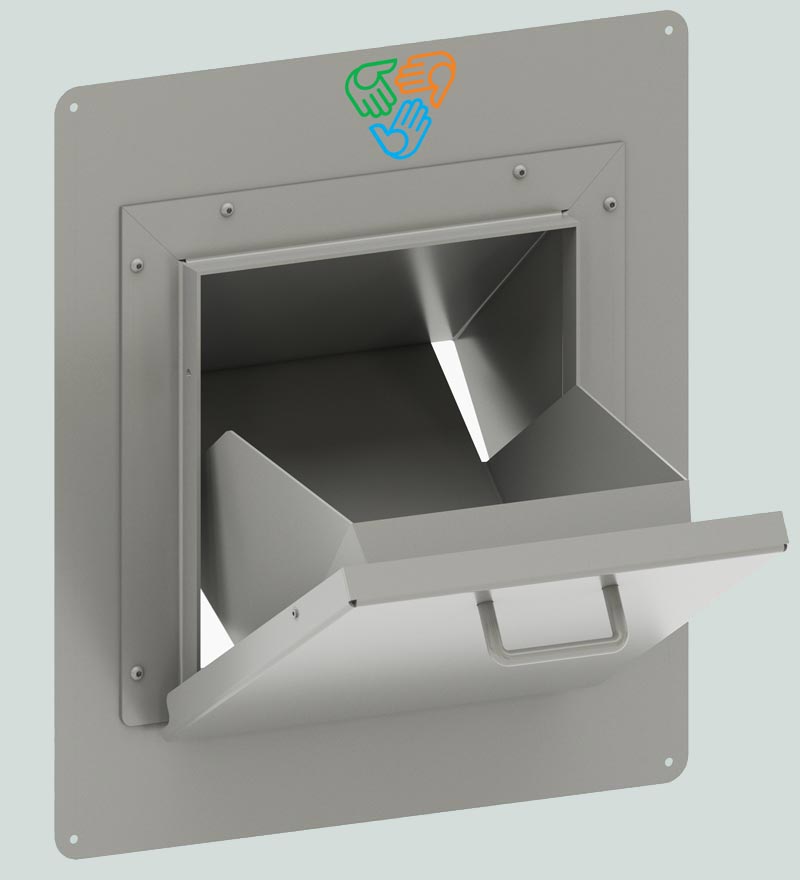 mechanical garbage chute downwaste open